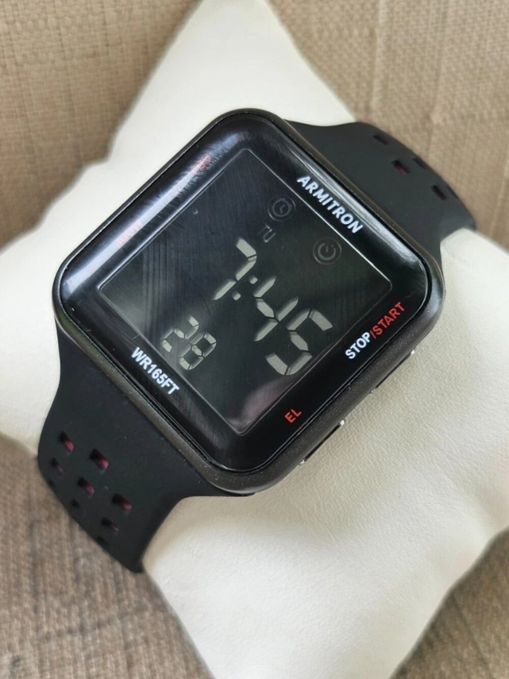 Armitron Digital Wristwatch Black Rubber Sport Wrist Watch Multi Function Watch